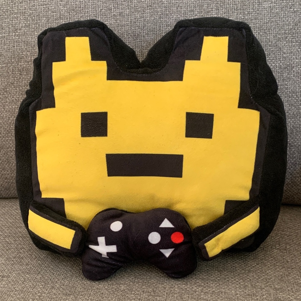 Plush Yellow Pixel Video Player with Controller 12” Pillow